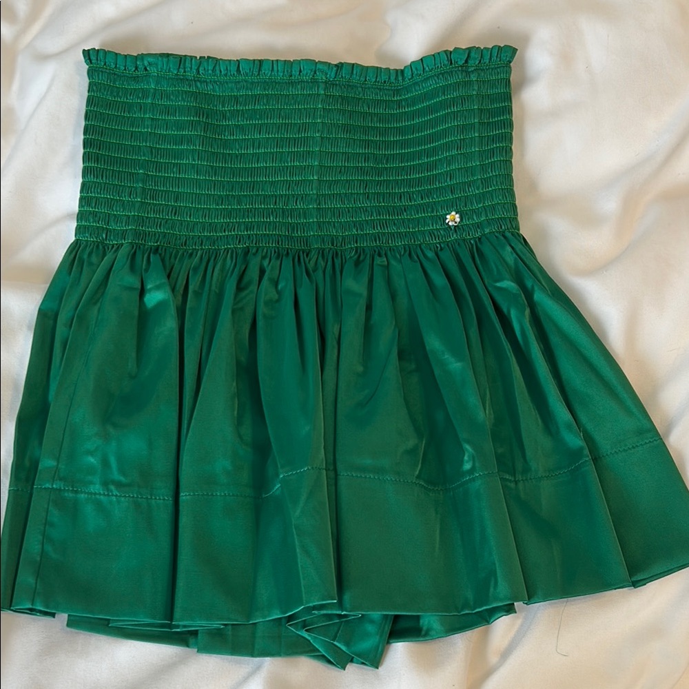 NATURAL LIFE Green Daisy smocked satin shorts